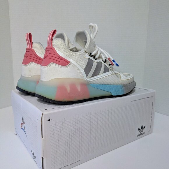 Adidas x NASA Womens ZX 2K BOOST FX7054 White Hazy Rose Running Shoes - Size 5.5 - Picture 3 of 12